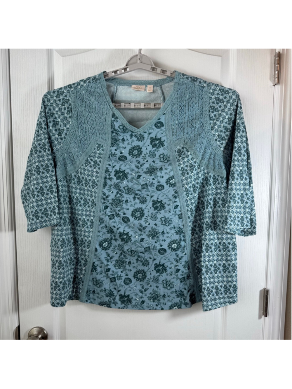 Women's LOGO Lavish Teal Floral Tunic Top 2X